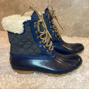 SPERRY J CREW SHERPA LINED SHEARWATER DUCKBOOT-WOMENS 8